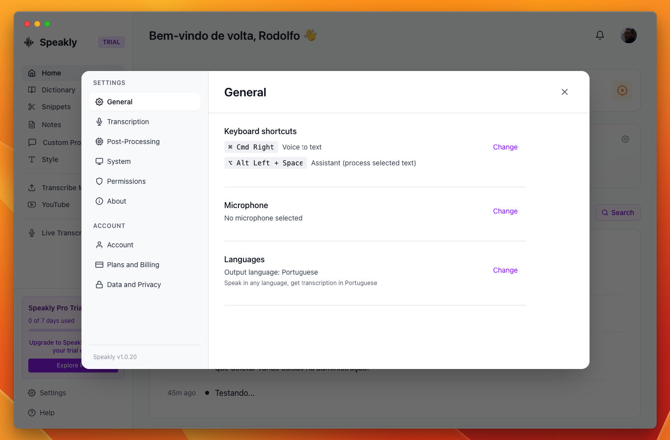 Configurações Gerais