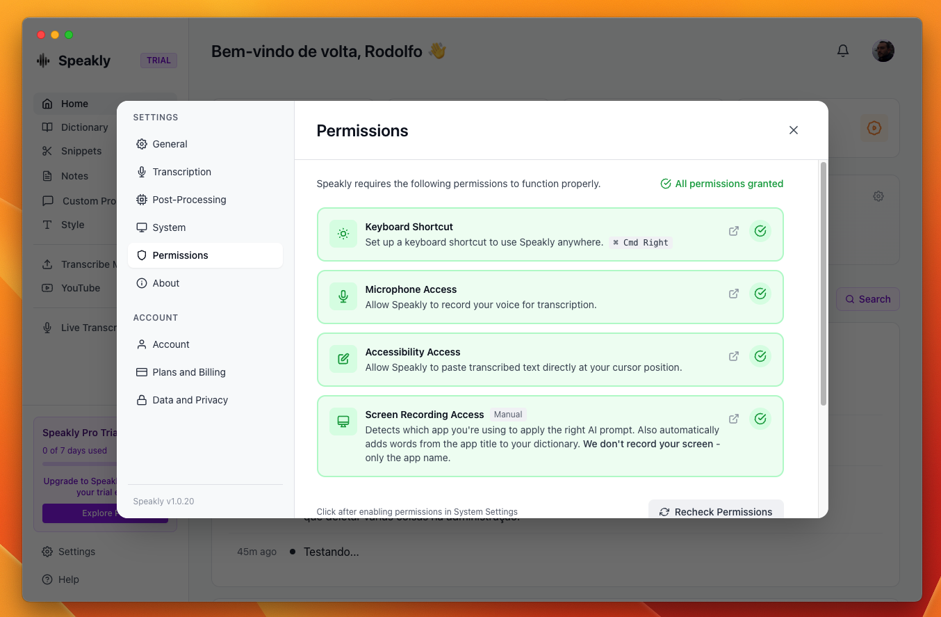 Configurações de Permissões